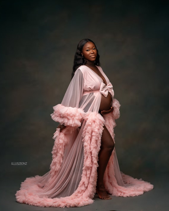 Maternity robe Tulle Maternity dress Pregancy photography robe with tulle  Maternity dress for photoshoot Maternity photoshoot
