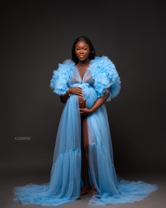 Tulle Maternity Robe, Long Train Pregnancy Photoshoot Dress - Etsy