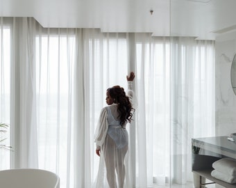 Bridal robe long bridal robe wedding bridal robe tulle white bridal robe Set bridal robe ruffle bridal robe for bride bridal robe Pearl