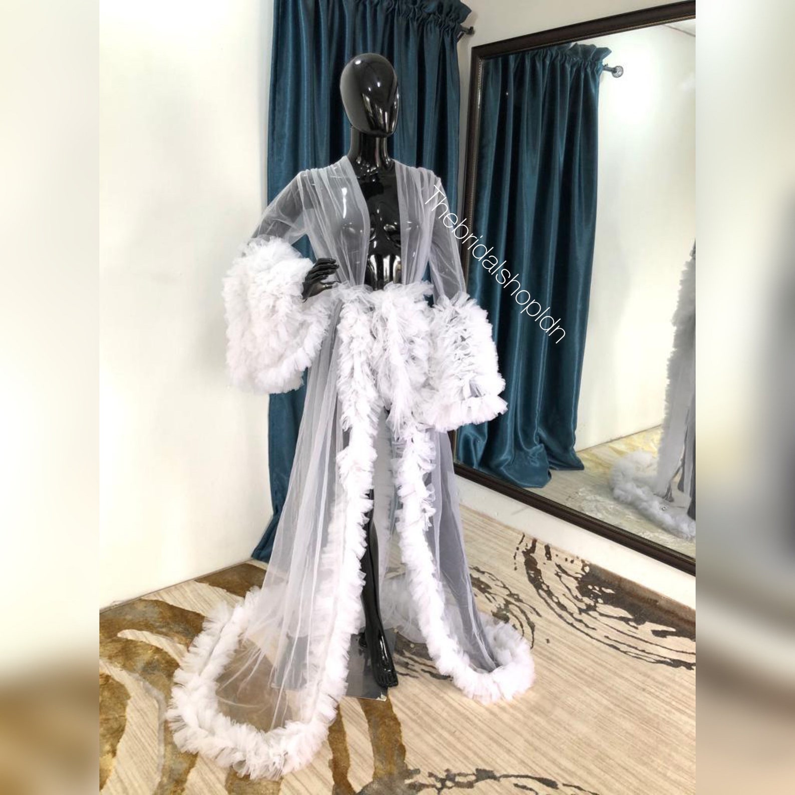 Bridal Robe White Wedding Robes for Bride Tulle Long Bridal Robe White ...