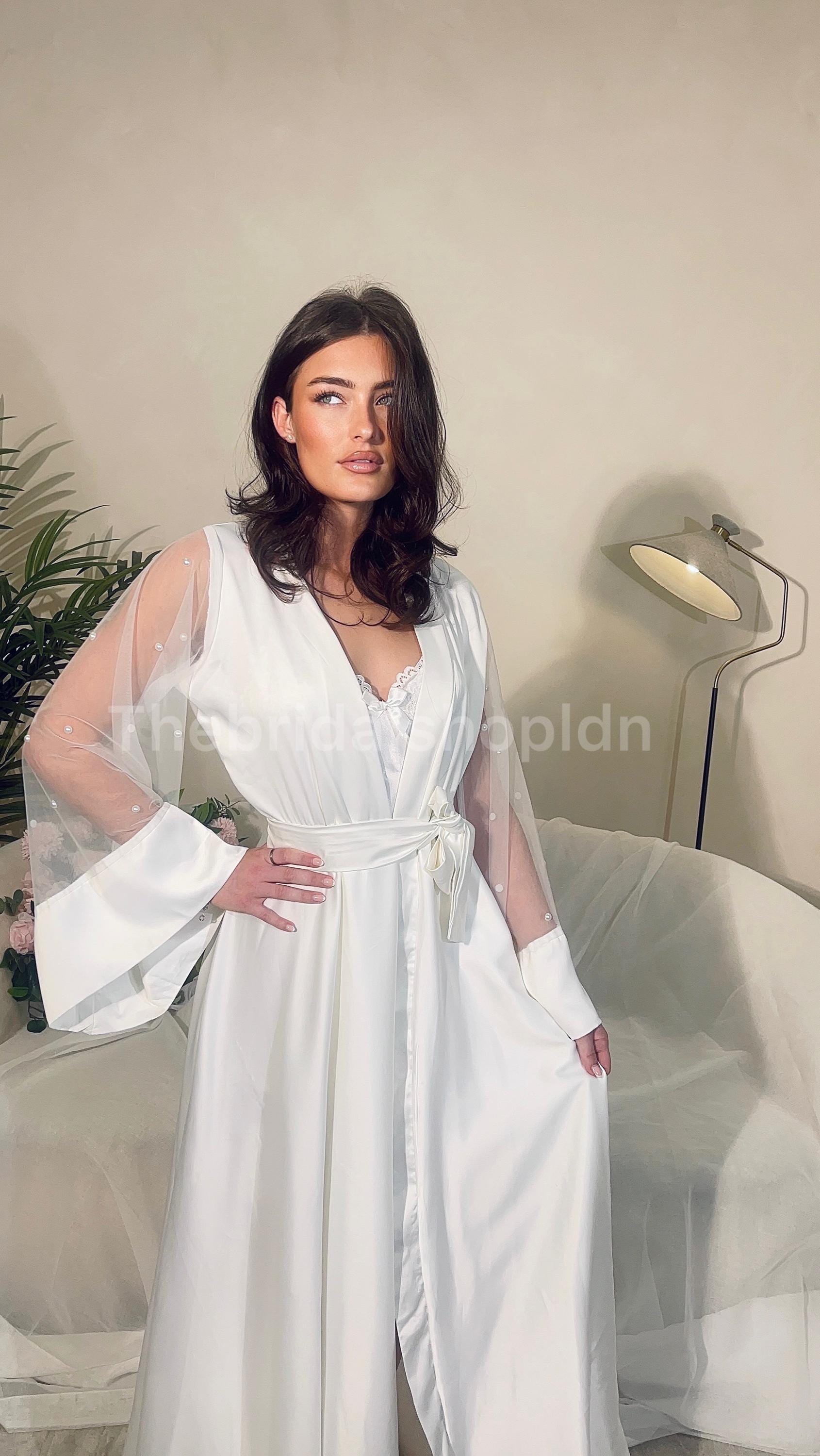 White Lace Robe With Pearls - Etsy White Lace Robe With Pearls - Etsy