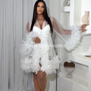 Robe de chambre en tulle à volants : mariée, demoiselles d'honneur, maternité