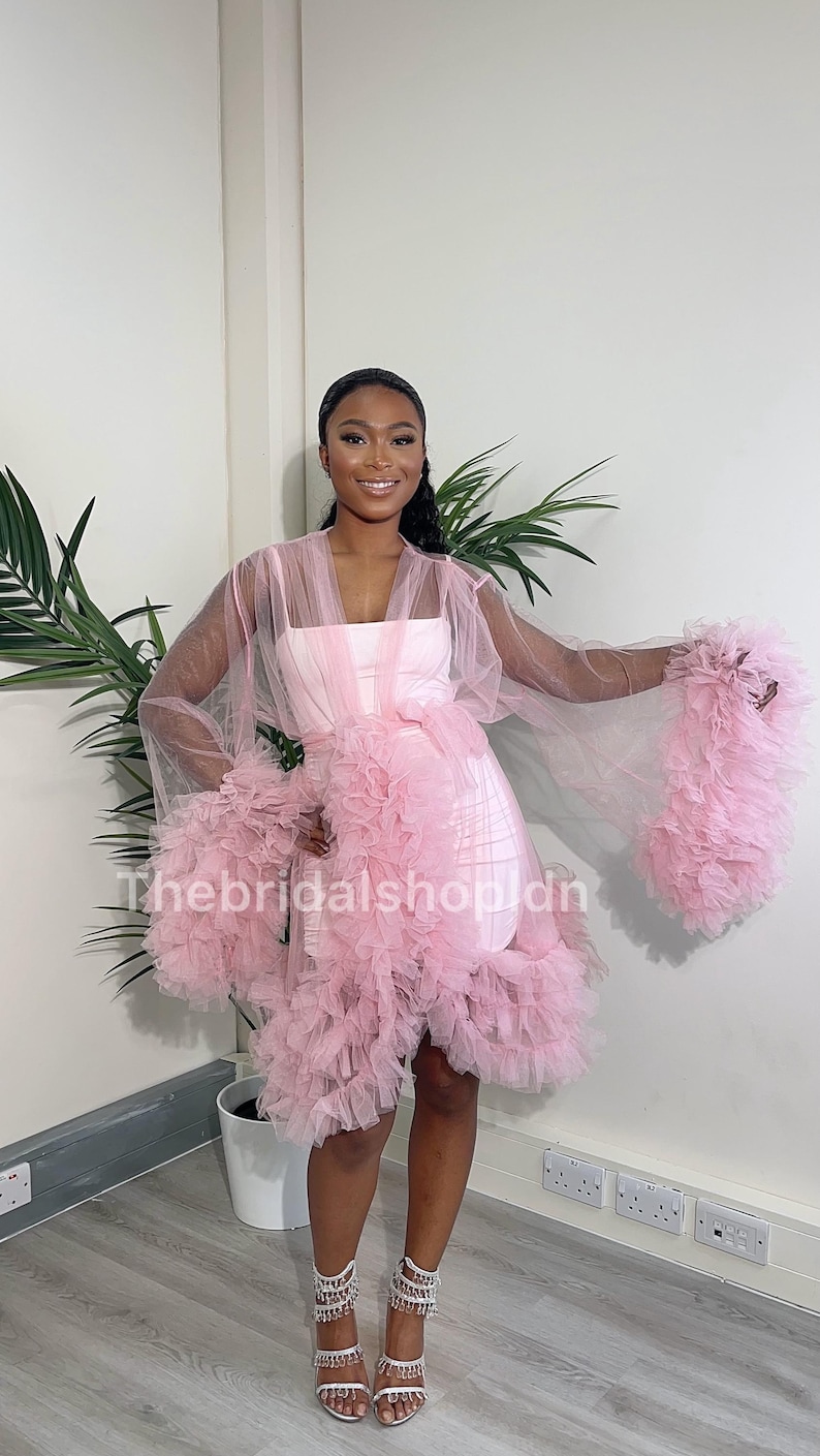 Pink Ruffle Glinda Robe Tulle Ruffle Robe - Bridal, Bridesmaids - Etsy