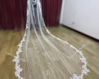 Wedding bridal veil/  Bolero wedding Tulle lace veil / White / long wedding veil / bridal wedding veil / Accessories/ Cathedral veil lace /