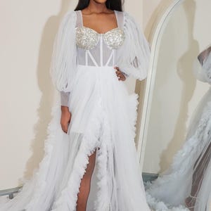 Luxury Detailed Tulle Robe for Brides - Etsy