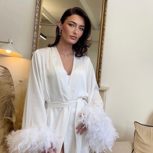 Silk Bridal Robe White Wedding Bridal robe Wedding Silk Robe Lace Robe wedding