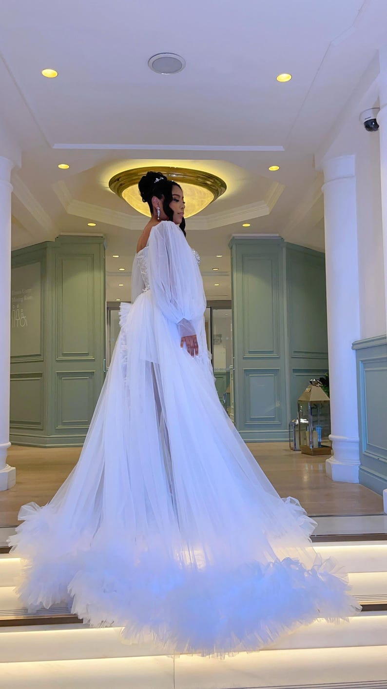 Luxury Tulle Robe for Brides / Long Tulle Robe / Tulle Bridal Robe ...