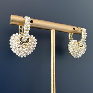 Gold Hoop Earrings with Pearl Charm, Elegant Dangle Earrings, Luxury Statement Jewelry, Gift for Her, Bridal Earrings, Chic Pearl Jewelry