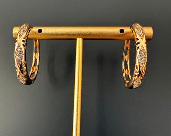 Gold Hoop Earrings with Crystal Accents, Elegant Rhinestone Hoops, Everyday Gold Earrings, Minimalist Jewelry Gift for Her