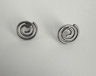 Silver Tone Spiral Stud Earrings, Minimalist Swirl Earrings, Modern Geometric Studs, Contemporary Everyday Jewelry, Minimalist Stud Jewelry