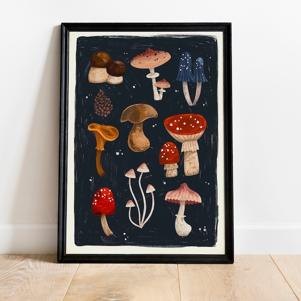 Affiche illustration de champignons fungarium