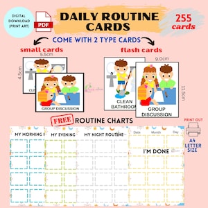 255 cartes de routine quotidienne pdf, carte de routine quotidienne imprimable, cartes de communication de routine quotidienne, carte flash routine quotidienne, carte de routine quotidienne