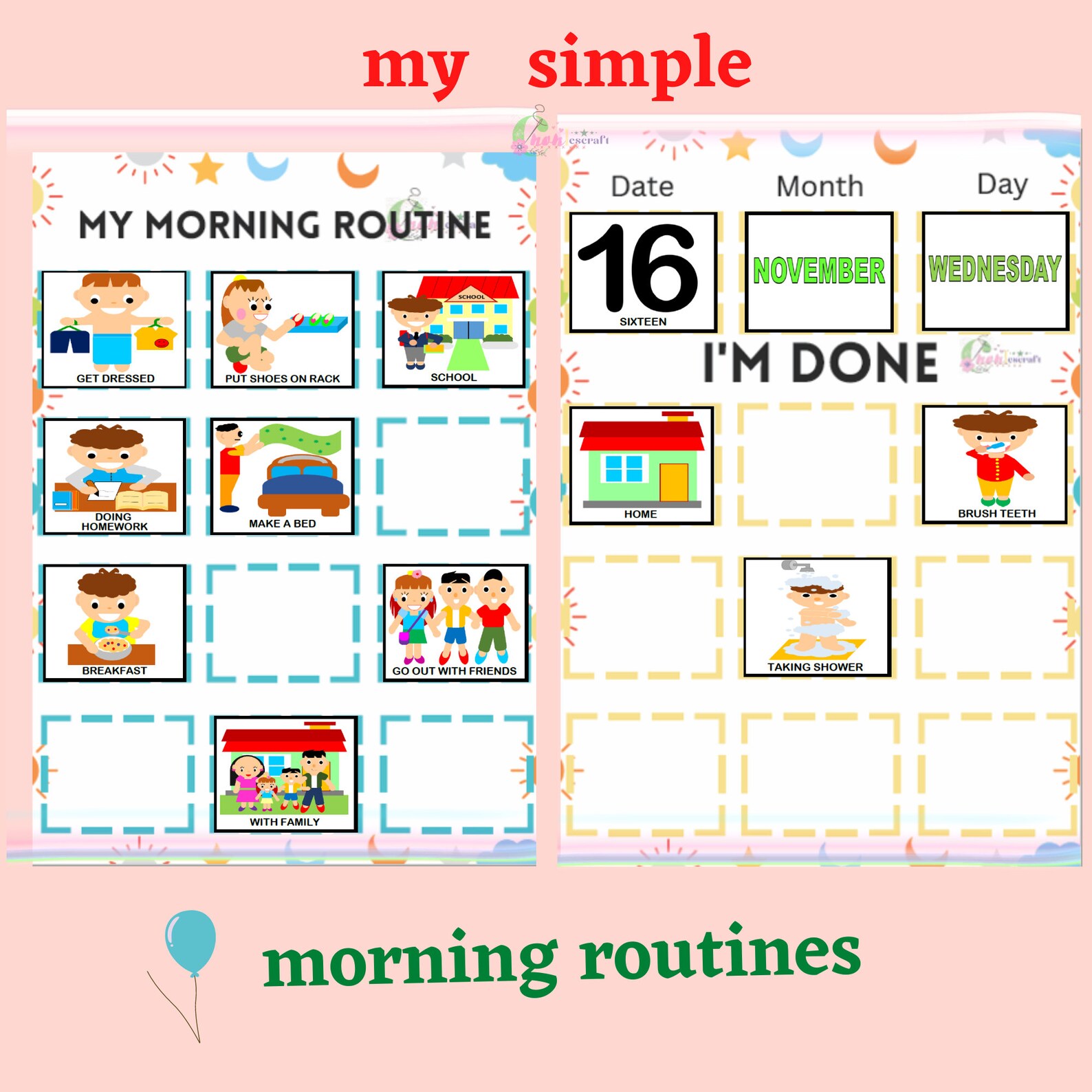 255 Daily Routine Cards Pdf, Printable Daily Routine Card, Daily