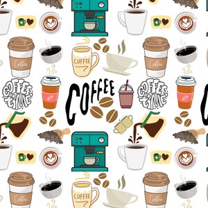 Coffee Themed Seamless Digital Paper; JPEG File for Personal or Commercial Use