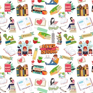 Book Themed Seamless Digital Paper; JPEG File for Personal or Commercial Use