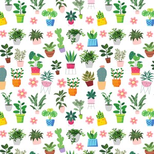 Plant Themed Seamless Digital Paper; JPEG File for Personal or Commercial Use