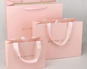 50 pcs Luxury Custom Paper Bags with Ribbon Handles – Personalized Eco-Friendly Boutique Packaging