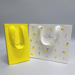 Personalized gift bag, special wedding day bag, shopping paper bags with ribbon handles, bow bag 50 pieces