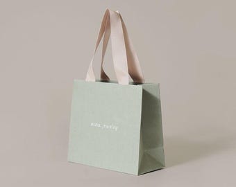 50 pcs Luxury Custom Paper Bags with Ribbon Handles – Personalized Eco-Friendly Boutique Packaging