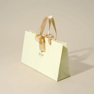 Personalized gift bag, special wedding day bag, shopping paper bags with ribbon handles, bow bag 50 pieces