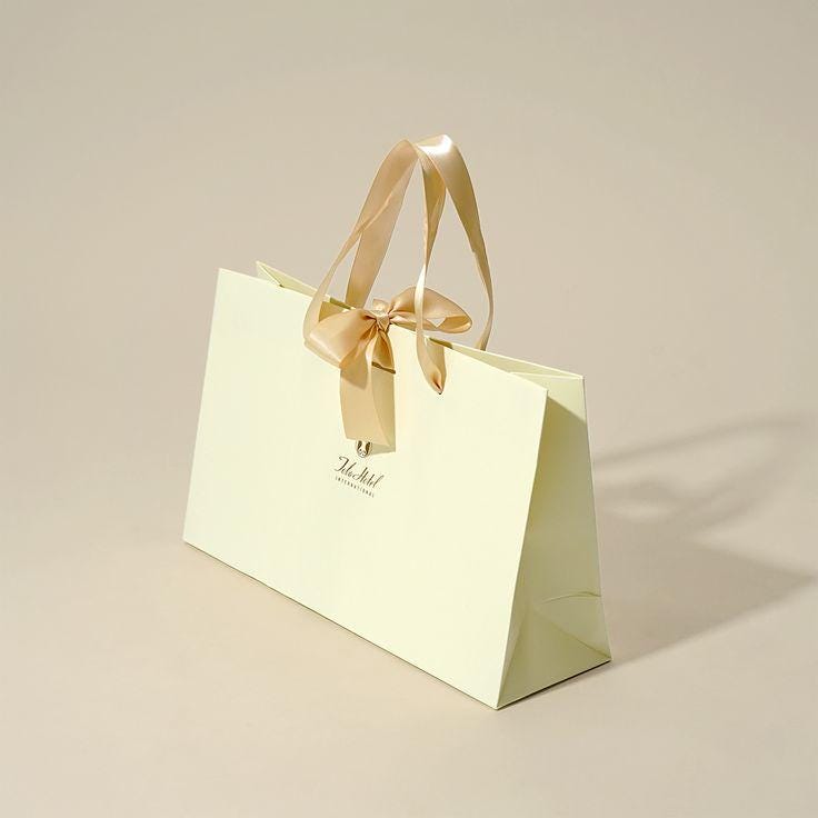 Personalized gift bag, special wedding day bag, shopping paper bags with ribbon handles, bow bag