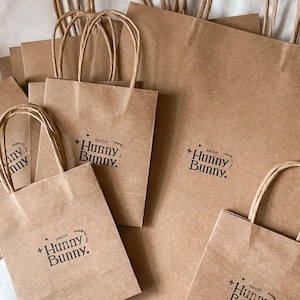 Set di 100 sacchetti di carta kraft marrone-bianco-nero con manici - Sacchetti di carta kraft - Sacchetti di carta kraft personalizzati