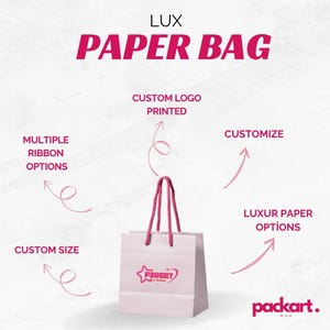 50 pcs Custom paper bag retail paper bags custom printing Ribbon tie custom paper bags Luxury matte paper bags gift bag custom made