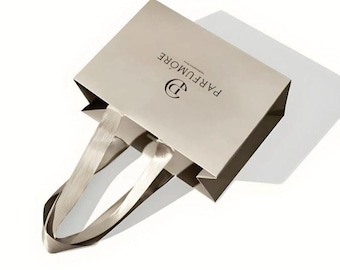 50 pcs Luxury Custom Paper Bags with Ribbon Handles – Personalized Eco-Friendly Boutique Packaging