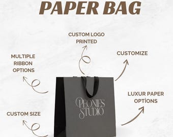 50 pcs Luxury Custom Paper Bags with Ribbon Handles – Personalized Eco-Friendly Boutique Packaging