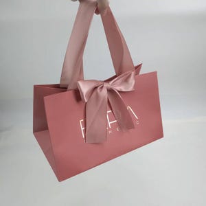 Personalized gift bag, special wedding day bag, shopping paper bags with ribbon handles, bow bag 50 pieces