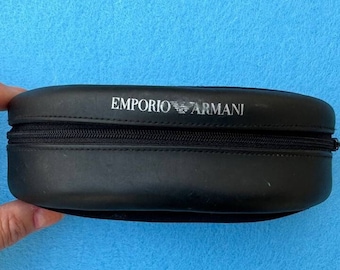 Emporio Armani brillenkoker. Vintage zachte zonnebrillenkoker zwart.