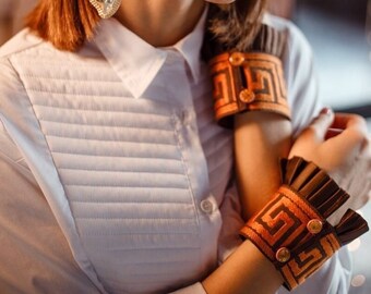Bohemian Wrist cuffs bracelets, wrist wraps, Sleeve extender. boho wide bracelet