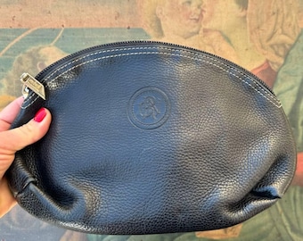 Vintage Redwall Makeup Pouch black leather Zip wallet purse 2000s.