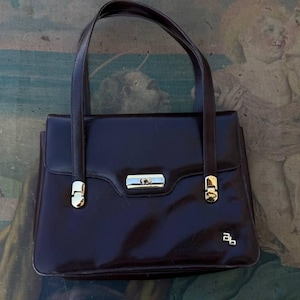 Vintage brown leather bag. Messenger bag envelope. Italian handbag 1990s.