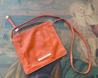 Vintage CERRUTI 1881 Orange Leather Crossbody Bag, 1980s Italian Style