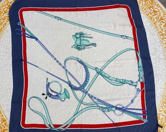 Retro scarf pure silk , vintage silk scarf, italian vintage 1970s, square silk scarf with   Belt Print scarf.