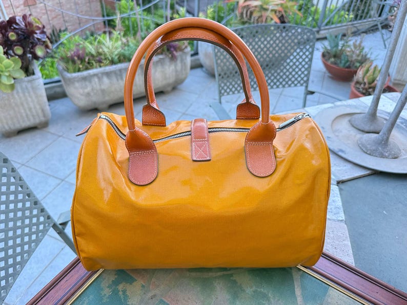 Texier Paris orange canvas duffel bag 2000s ITALIAN VINTAGE. image 9