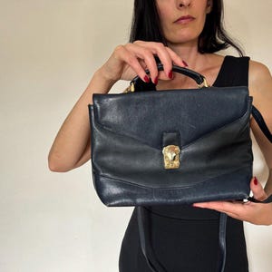 Vintage Black Messenger Bag 1990s,leather Briefcase Bag, Elegant