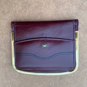 Vintage burgundy purse 1990s. Leather coin purse. Man wallet.