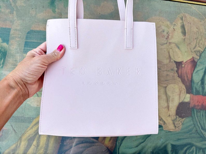 Ted Baker dusty pink tote bag.Sac Soocon shopper bag 2000s ITALIAN VINTAGE. image 3