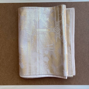 Silk fukuro obi belt . Vintage japanese kimono obi belt. Silver obi belt 1980s.