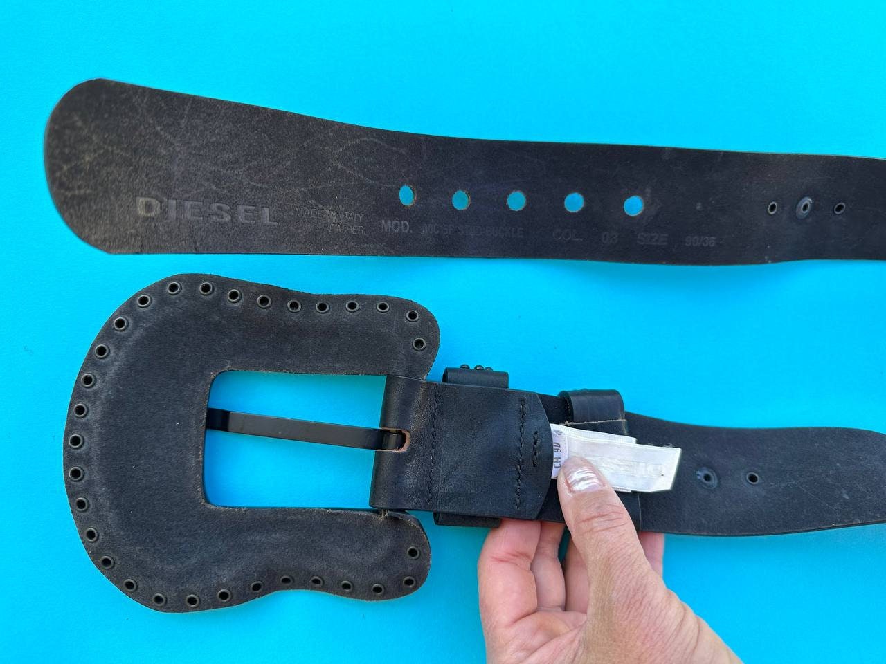 小物 Diesel 00s Suede Design Eyelet Belt Women's Rhinestone-embellished leather belt | White | Diesel