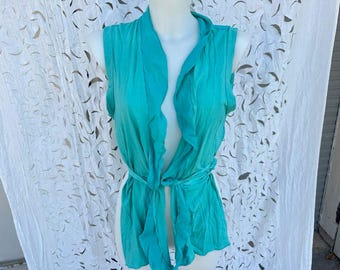 Turquoise top transformer. Capri brand Paradiso Terrestre for Twin Set. 2000s Y2k sleeveless blouse.