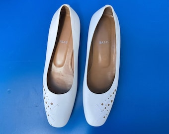 Zapatos vintage de piel blanca BALLY Suiza, tacón bajo, talla 11 US, 41 EU NUEVOS