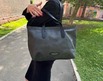 Black canvas  bag The Bridge 1970s, shopping everyday hobo bag for woman. italian handbag.