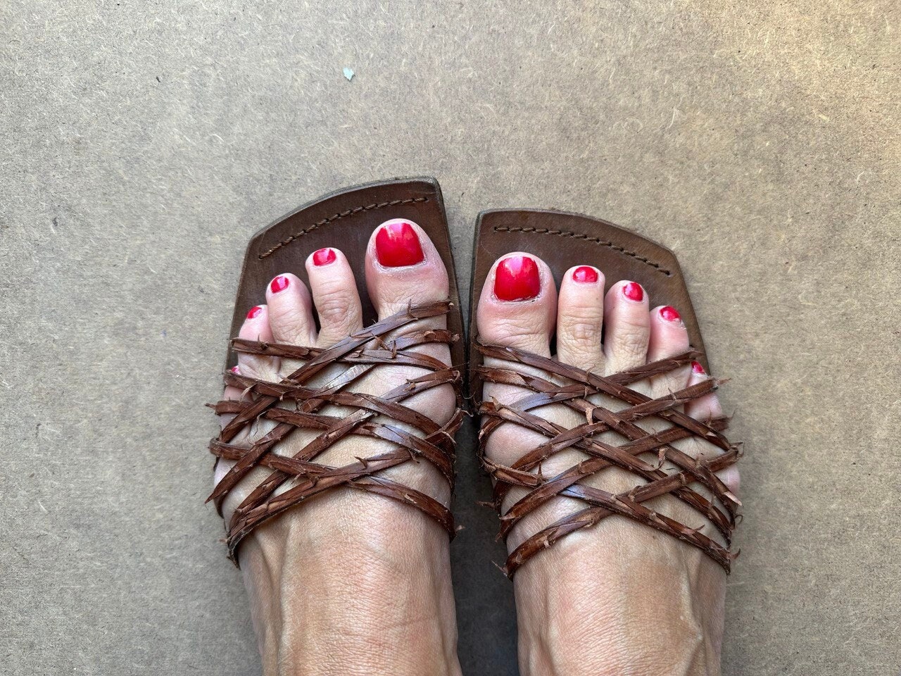 Braune Leder Pantoletten Mascha braune Ledersandalen Frauenschuhe Größe 9,5 US.