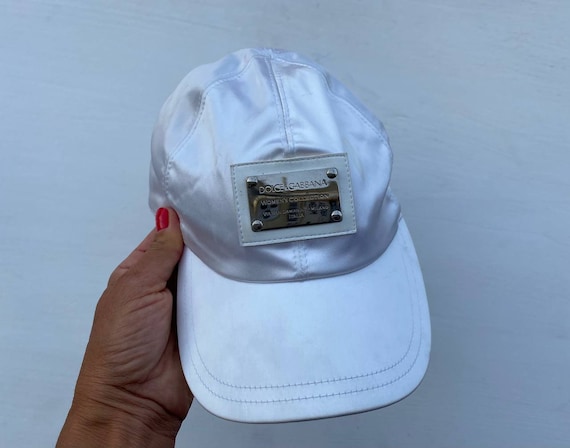 Vintage White Cap Dolce and Gabbana, Designer Cap 2000s