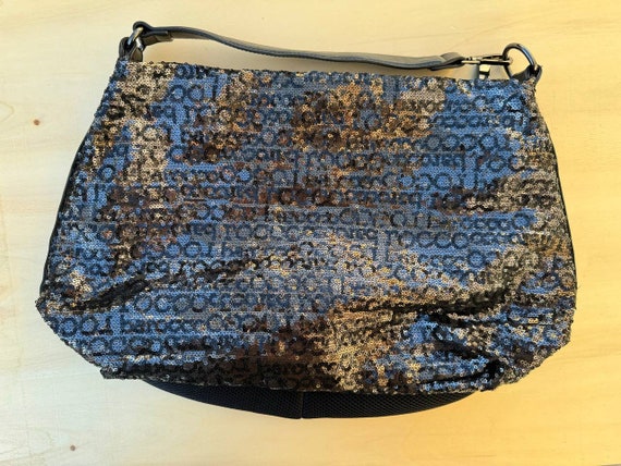 Vintage Silver Black Sequins Bag, New Year Clutch Rocco Barocco 