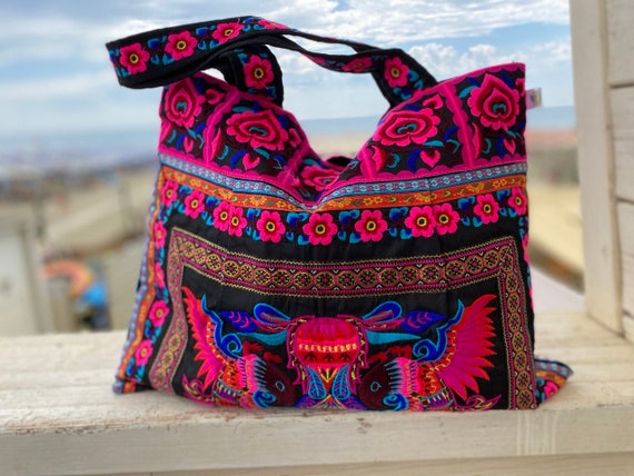 Vintage Tapestry Bag is Colorful Beach Bag .banjara Bag 