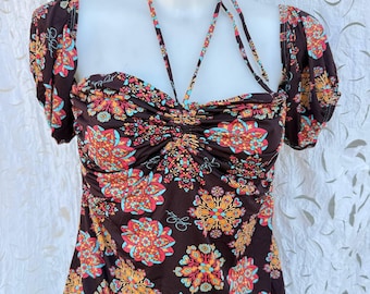 Baby Phat printed top off shoulder  Y2K vintage 2000s Bohemian top size XL.